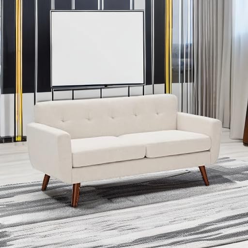Tbfit L Shaped Couch Sofa, 80" W Mid-Century Modern Sectional Couches, 3 Seater Sofas with Wide Chaise Lounge & Two Pillows