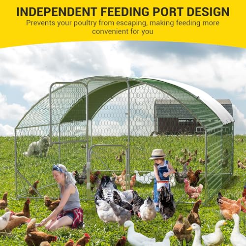 Large Metal Chicken Coop with Run,9.8×13.1×6.6ft Walk-in Poultry Cage