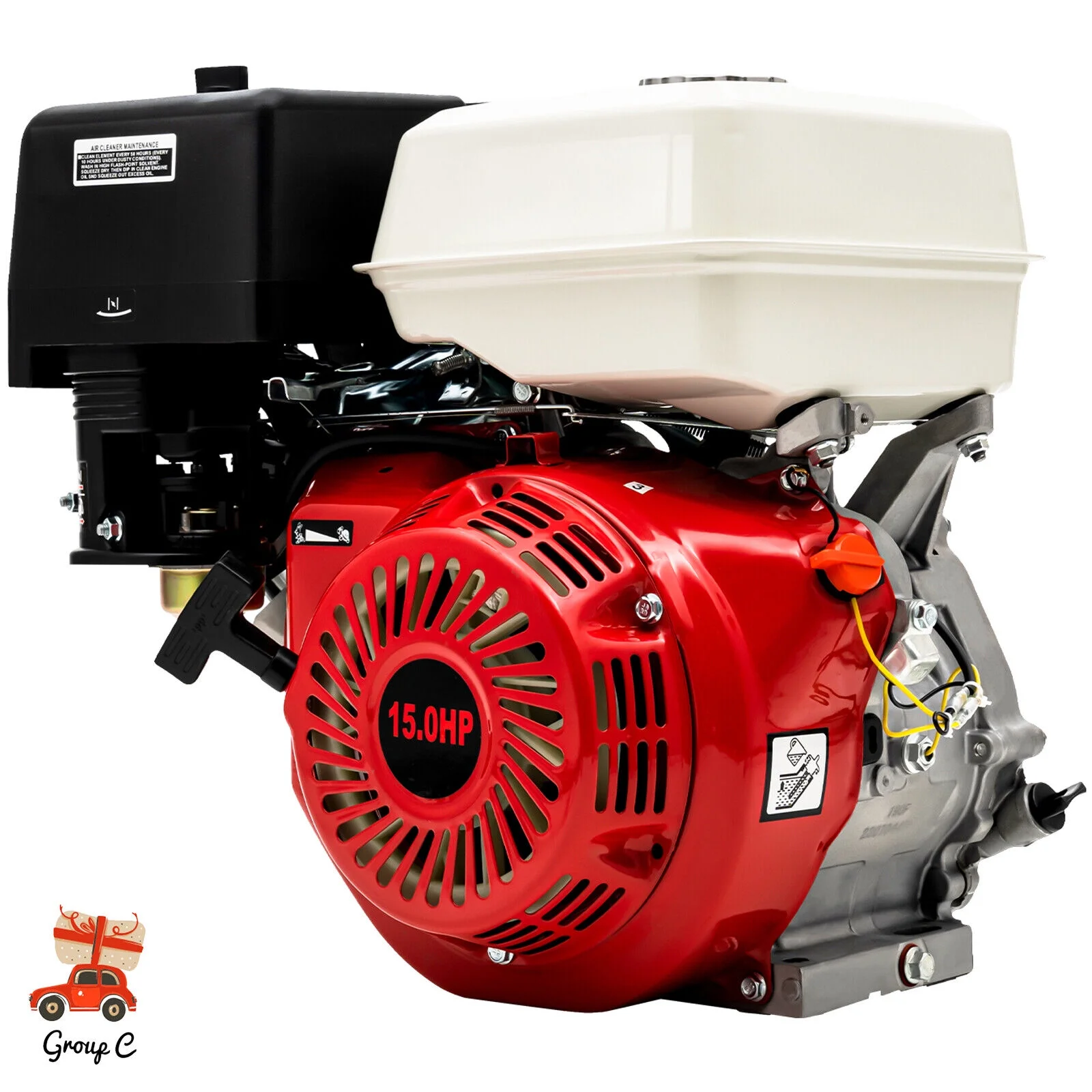 SHZICMY 15 HP 4 Stroke Gas Engine Motor OHV Horizontal Go Kart Motor Recoil Start 420 CC - Curated Treasures Market