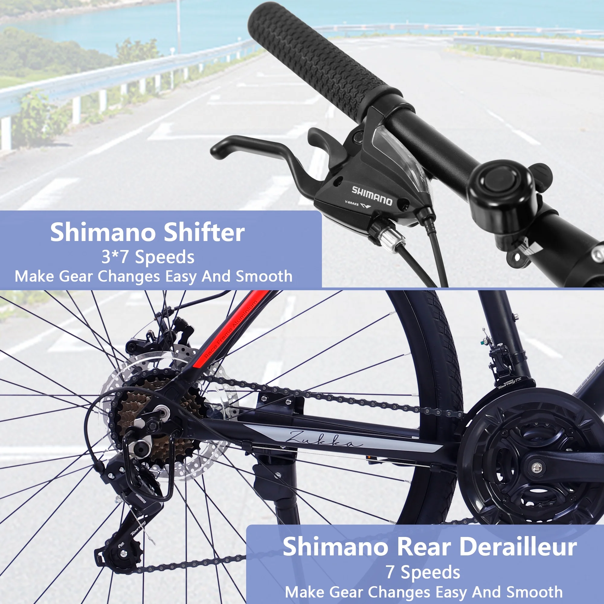 RooRuns 21 Speed Hybrid bike Disc Brake 700C Road Bike For men women's City Bicycle