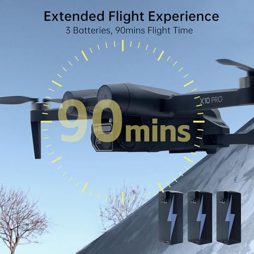 CHUBORY X10 PRO GPS Drone with Camera for Adults 4K UHD, 90 Min Long Flight Time,3280 FT Long Control Range, Auto Return, Follow Me, Brushless Motor
