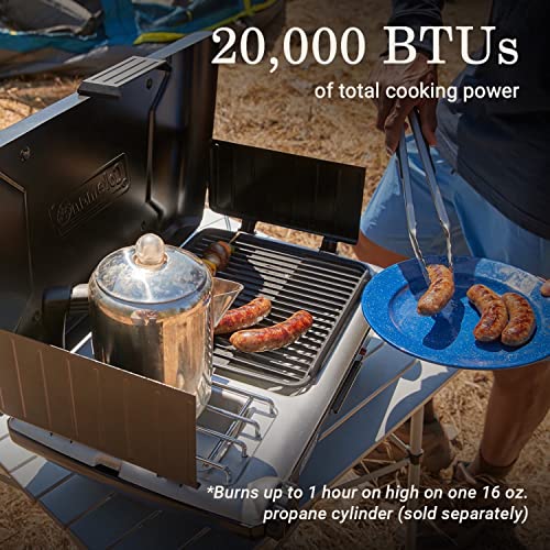Coleman Tabletop 2-in-1 Grill & Stove with 2 Adjustable Burners, Propane Grill/Stove with Push-Button Starter, Wind Guards, Grease Tray, & 20