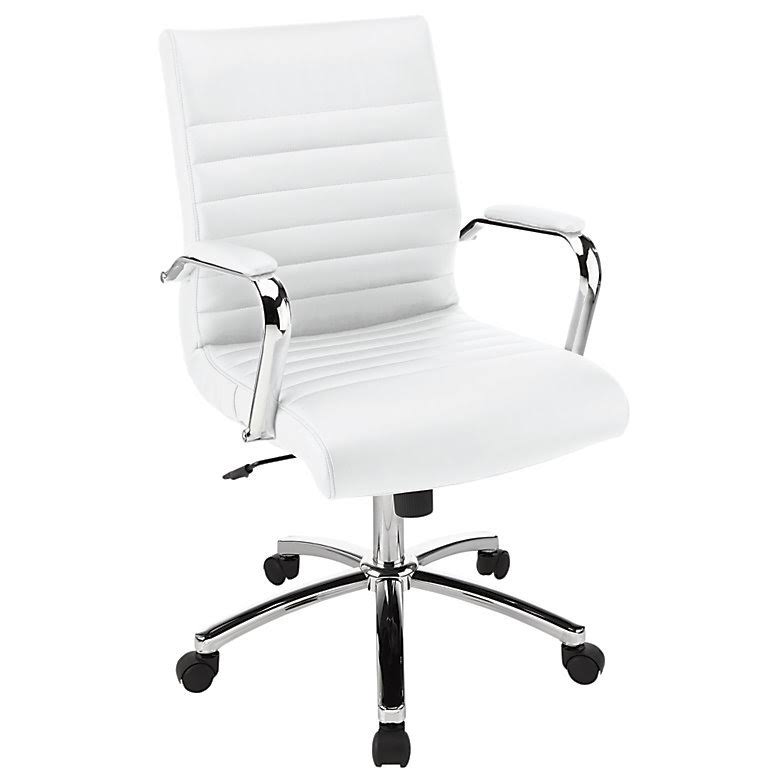 Realspace Modern Comfort Winsley Leather Mid-Back Chair, White