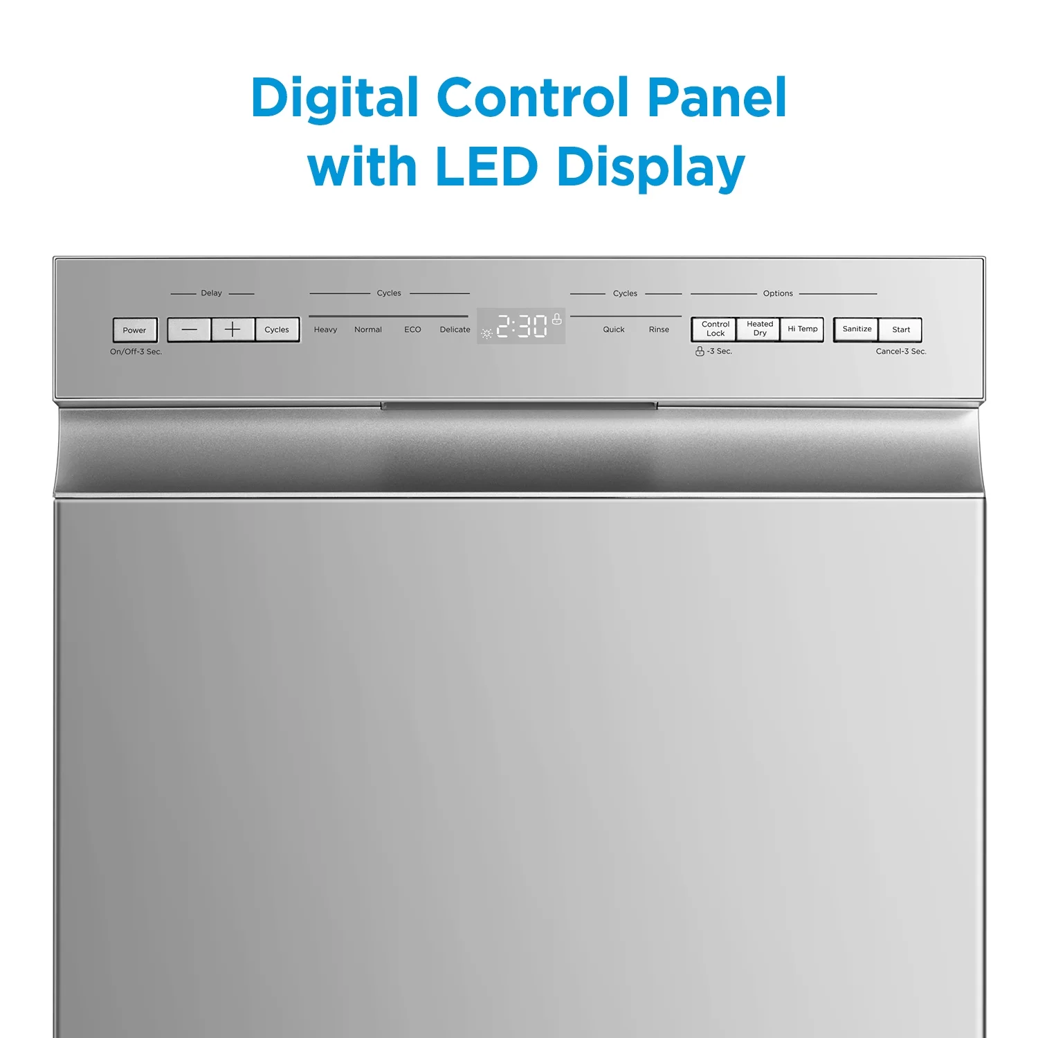 Midea 18" 52 dB Front Control 2-Rack Dishwasher, Stainless Steel Tub, Stainless Steel