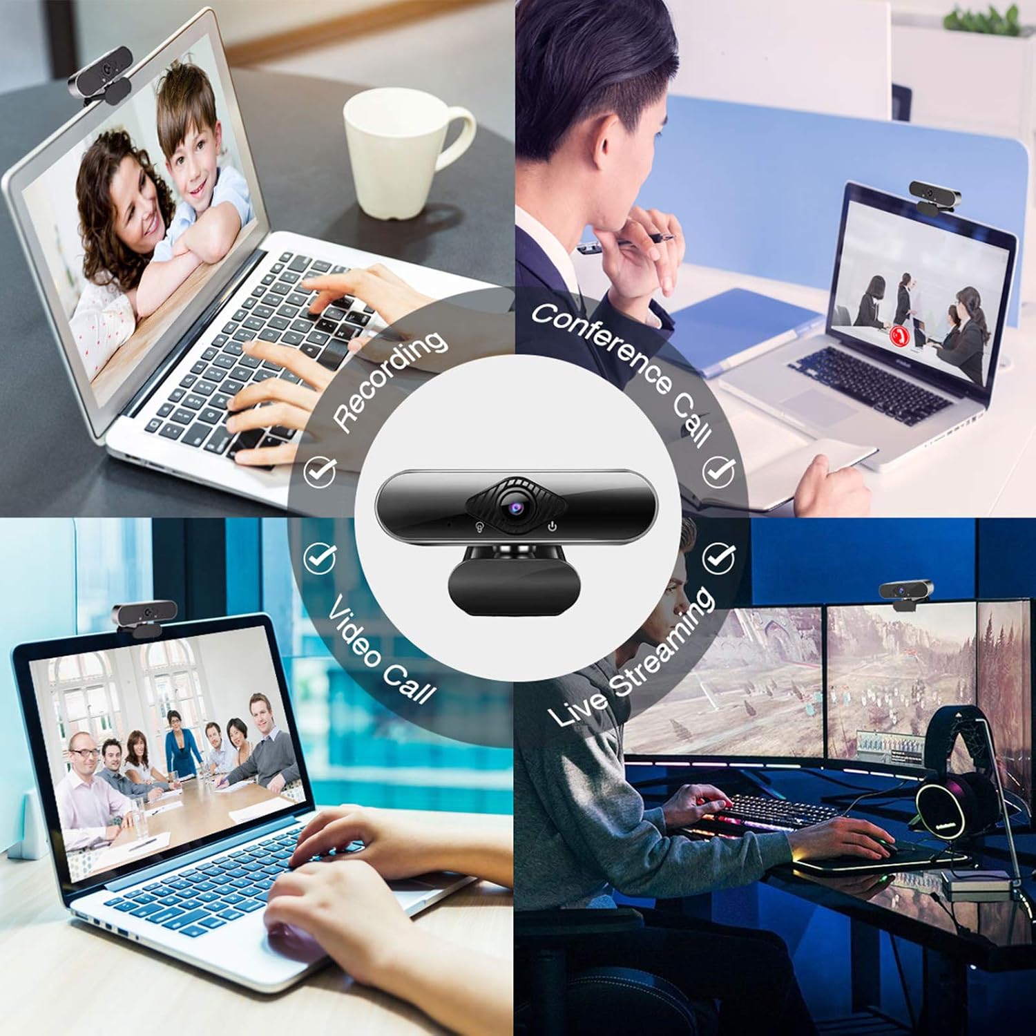 External Webcam for Laptop - USB Camera 1080p HD Webcam with Microphone Web Cameras External Camera for Video Conferencing,Streaming,Gaming