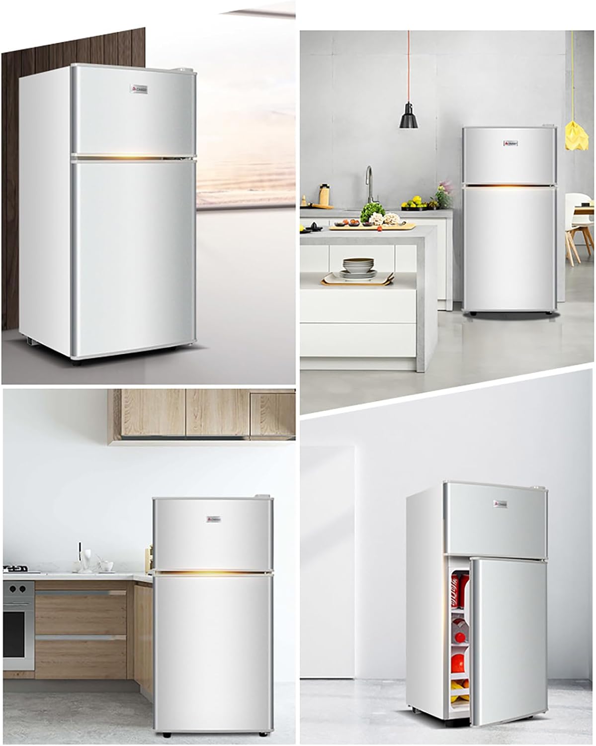 Compact mini refrigerator, 5.9 Cu.Ft, stylish two-door design with separate freezer, 7-level thermostat with removable shelves,for Kitchen, Dorm