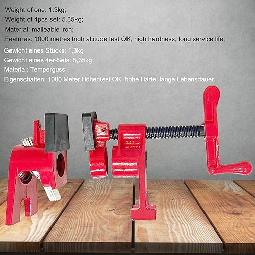 DURDUR 4 Stck RohrSchraubzwinge Rohrzwingen 3/4 zoll,Temperguss Schraubzwingen Set zum T&uuml;rfutter-Montage-set,Schnellspanner Clamp, Schraubstock