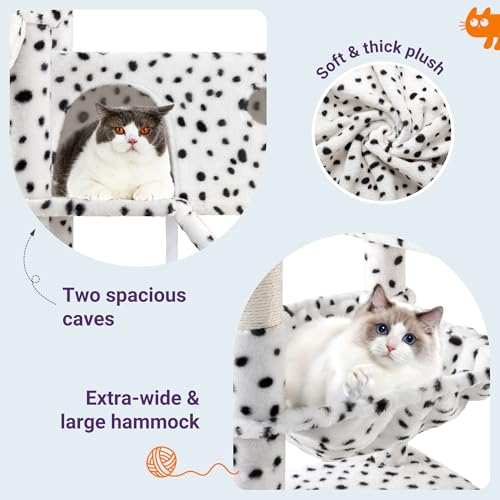 Allewie 81 Inches Tall Cat Tree/Multi-Level Large Climbing Tree House and Towers for Big Feline/Condo and Hammock/Scratching Post/Wide Base/Dark Grey