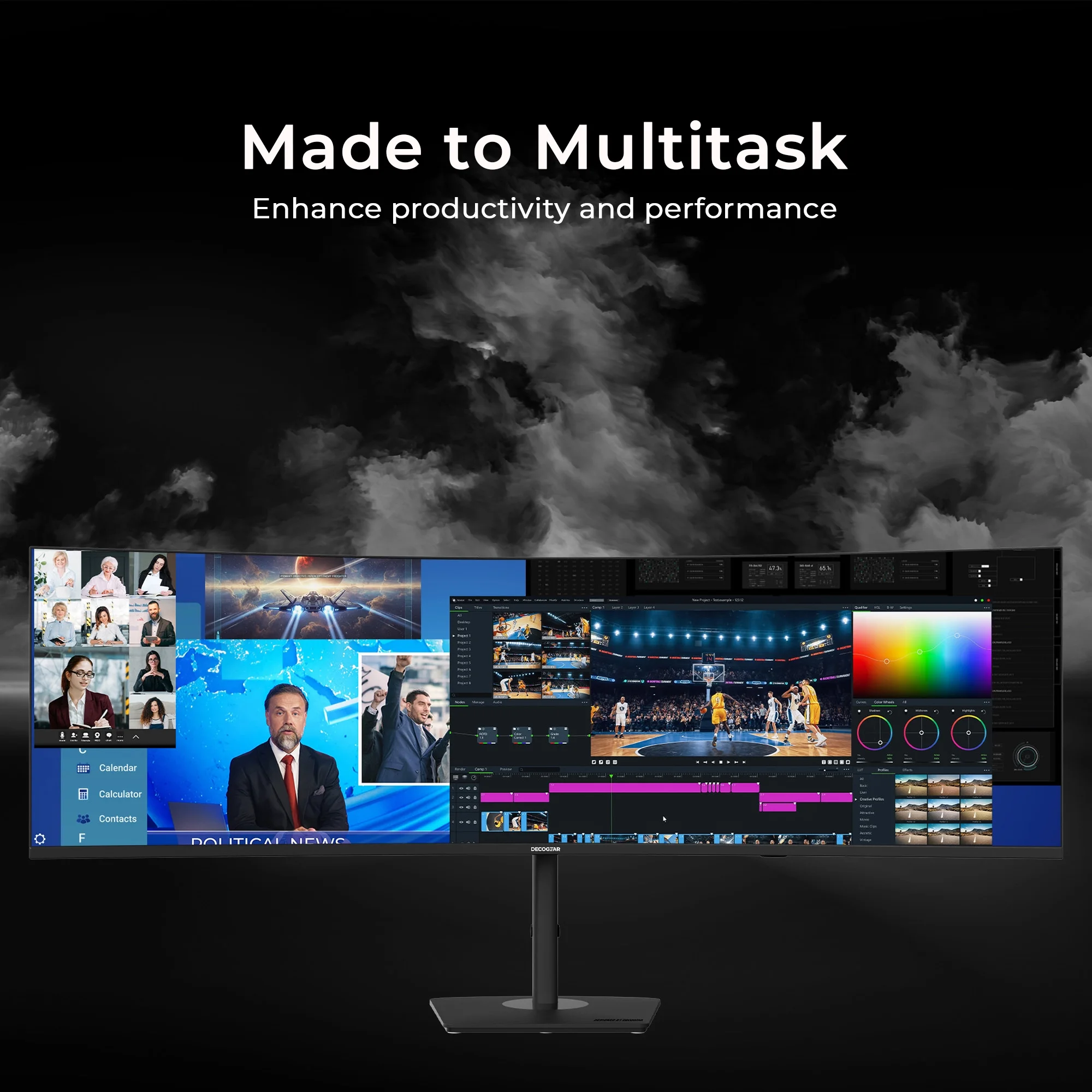"Deco Gear 49"" 5K Curved Gaming Monitor, 120 Hz, 101% NTSC, 100% sRGB, Adjustable Stand"