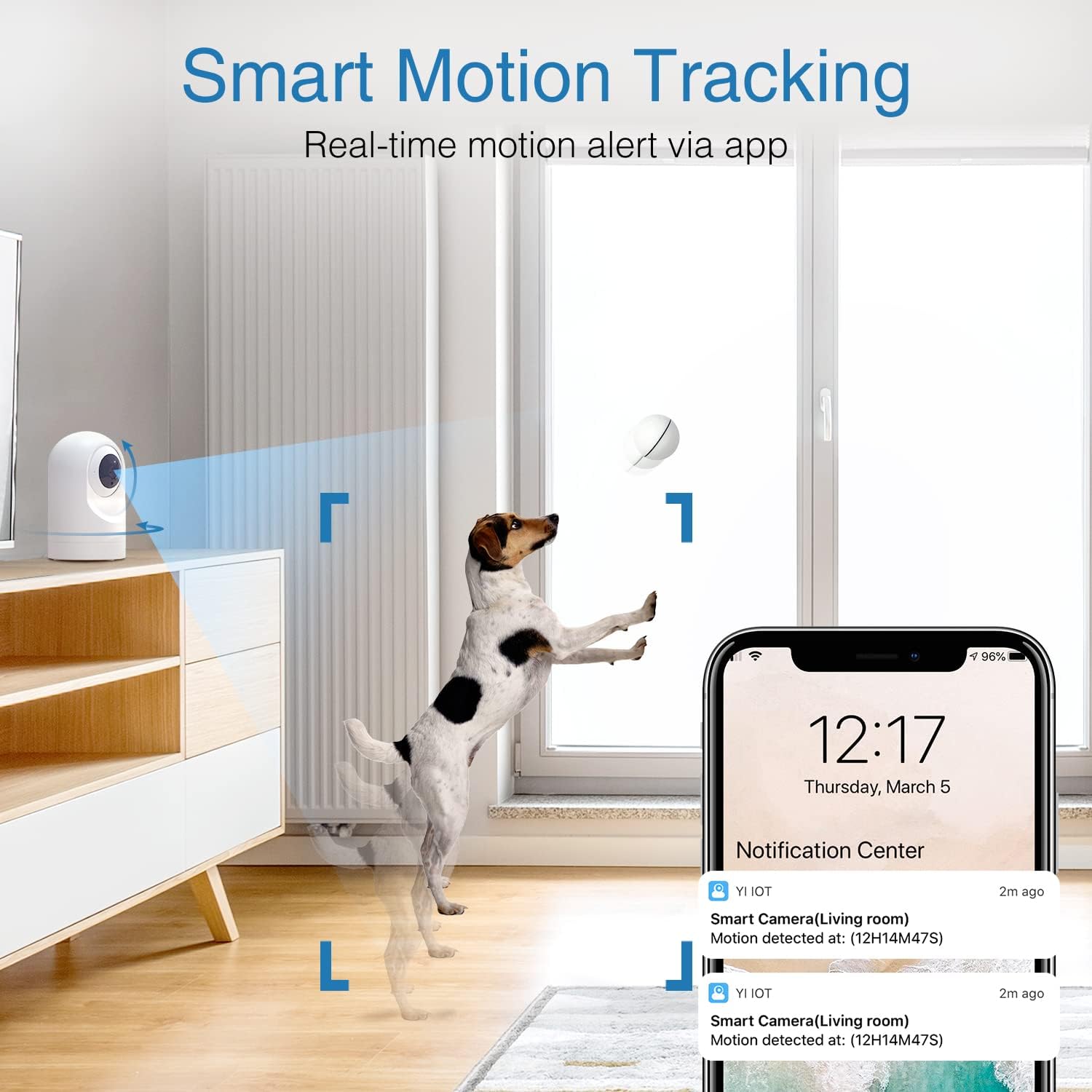 WiFi Camera Indoor, 1080P HD Smart Security Camera with &Night Vision, Motion Detection, Two-Way Audio, Nanny for Baby/Elder/Pet