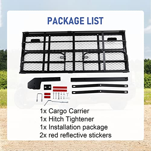 JDMSPEED Hitch Mount Cargo Carrier Car Storage Hitch 400 Lbs 60" x 24" x 14.4" Folding Vehicle Cargo Rack Rear Luggage Basket Fits 2" Receiver