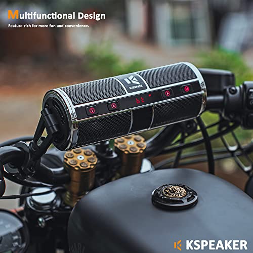 Motorcycle Speakers Bluetooth Waterproof Radio Audio System Built-in Amplifier, Great for ATV, Scooter Bike,12 Volt Vehicle,3 Inch Metal Mp3 Player