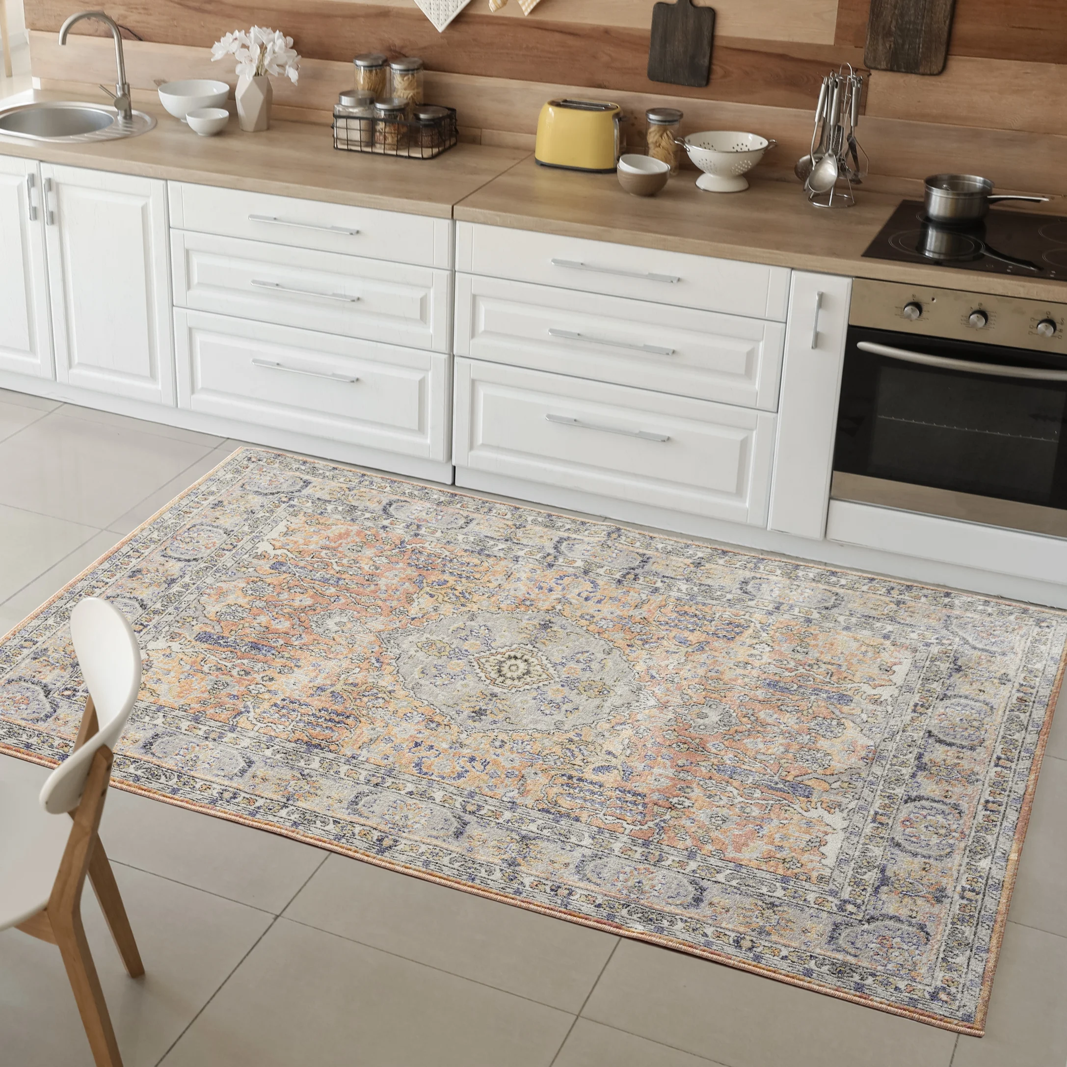 Luxe Weavers Bohemian Non-Shedding Floral Oriental Area Rug 8x10 Orange