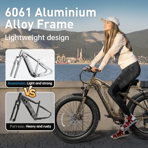 Electric Bike for Adults with 960W(Peak), 26" Fat Tire Electric Mountain Bike，48V 15AH Removable Battery Ebike
