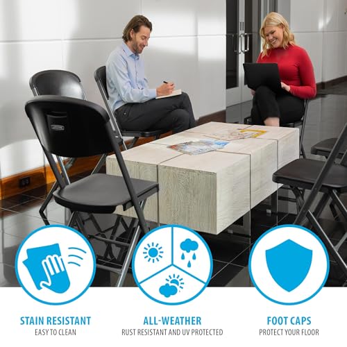 Lifetime Folding Chairs, Heavy Duty Foldable Chair Contoured for Comfort, 4-Pack