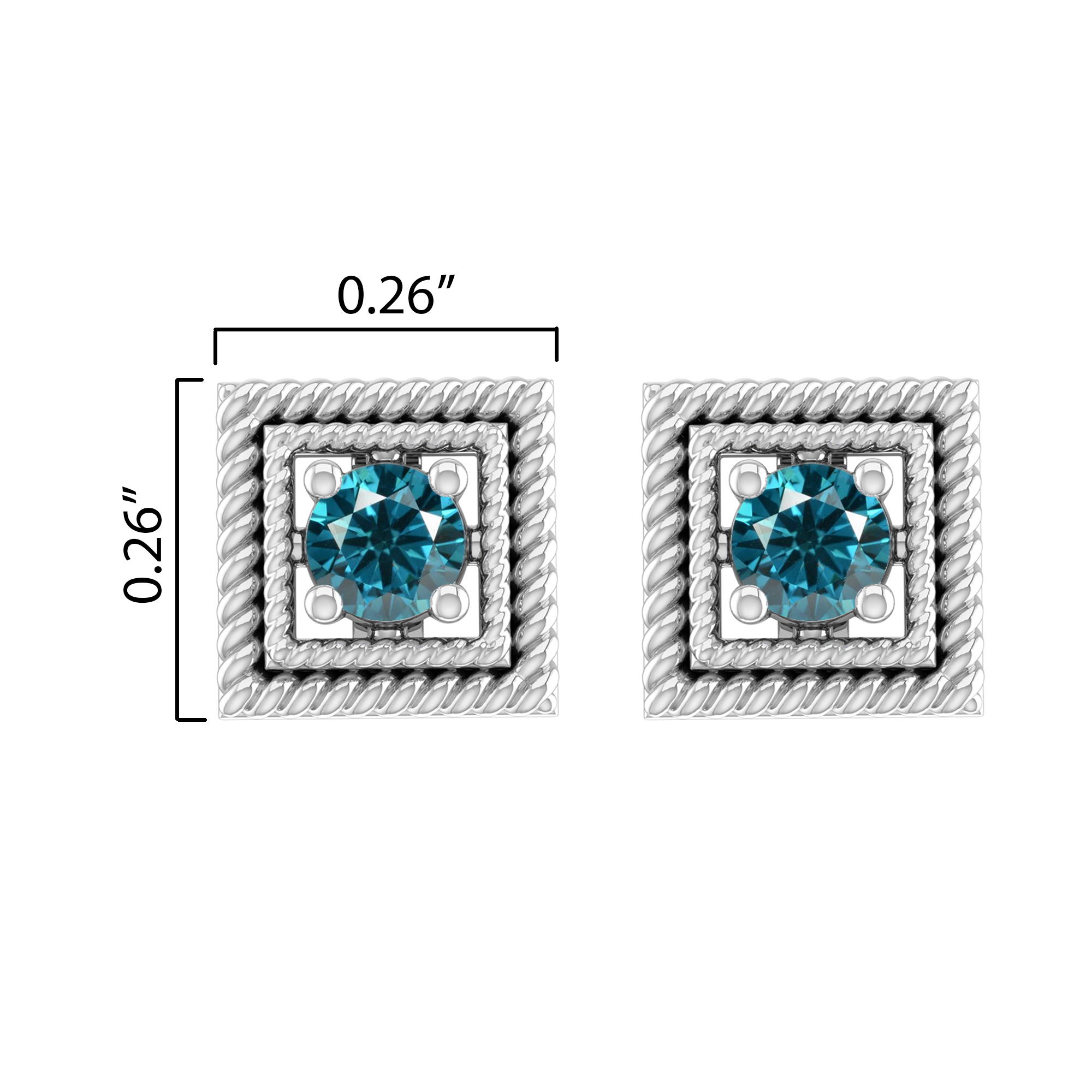 Sterling Silver with Natural Blue Diamond Stud Earrings