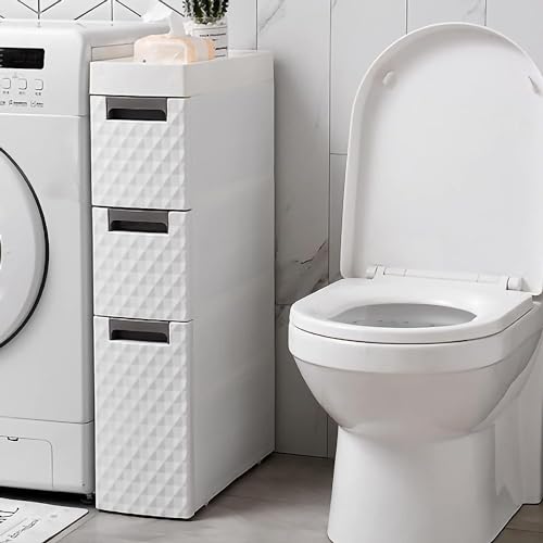 Small Bathroom Storage Cabinet - Narrow Slim Organizer Side Corner Unit