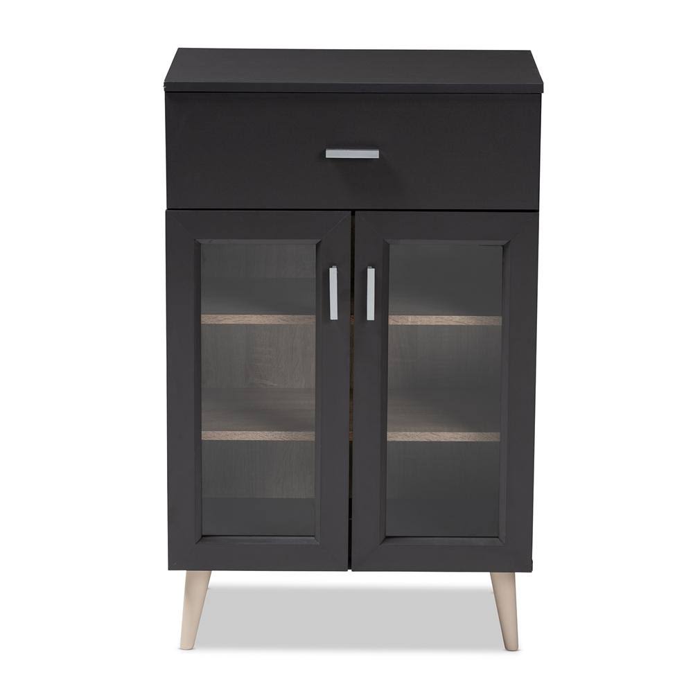 Baxton Furniture Jonas Modern Kitchen Cabinet Dark Grey/Oak