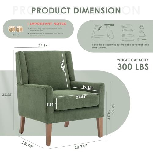 COLAMY Modern Wingback Living Room Chair, Upholstered Fabric Accent Armchair