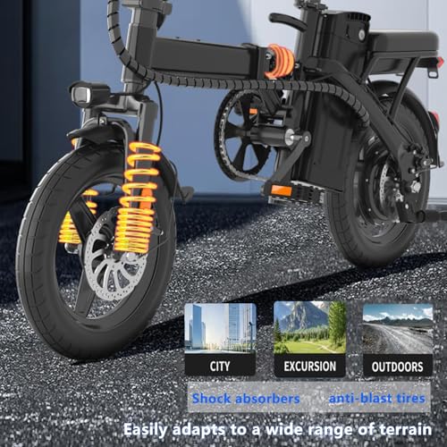 Electric Bike for Adults Peak 500W, 23MPH Max Speed Folding Electric Bicycles, 14" Mini Ebike Pedal Assist, 30&deg; Uphill Shock Absorbers E-Bike