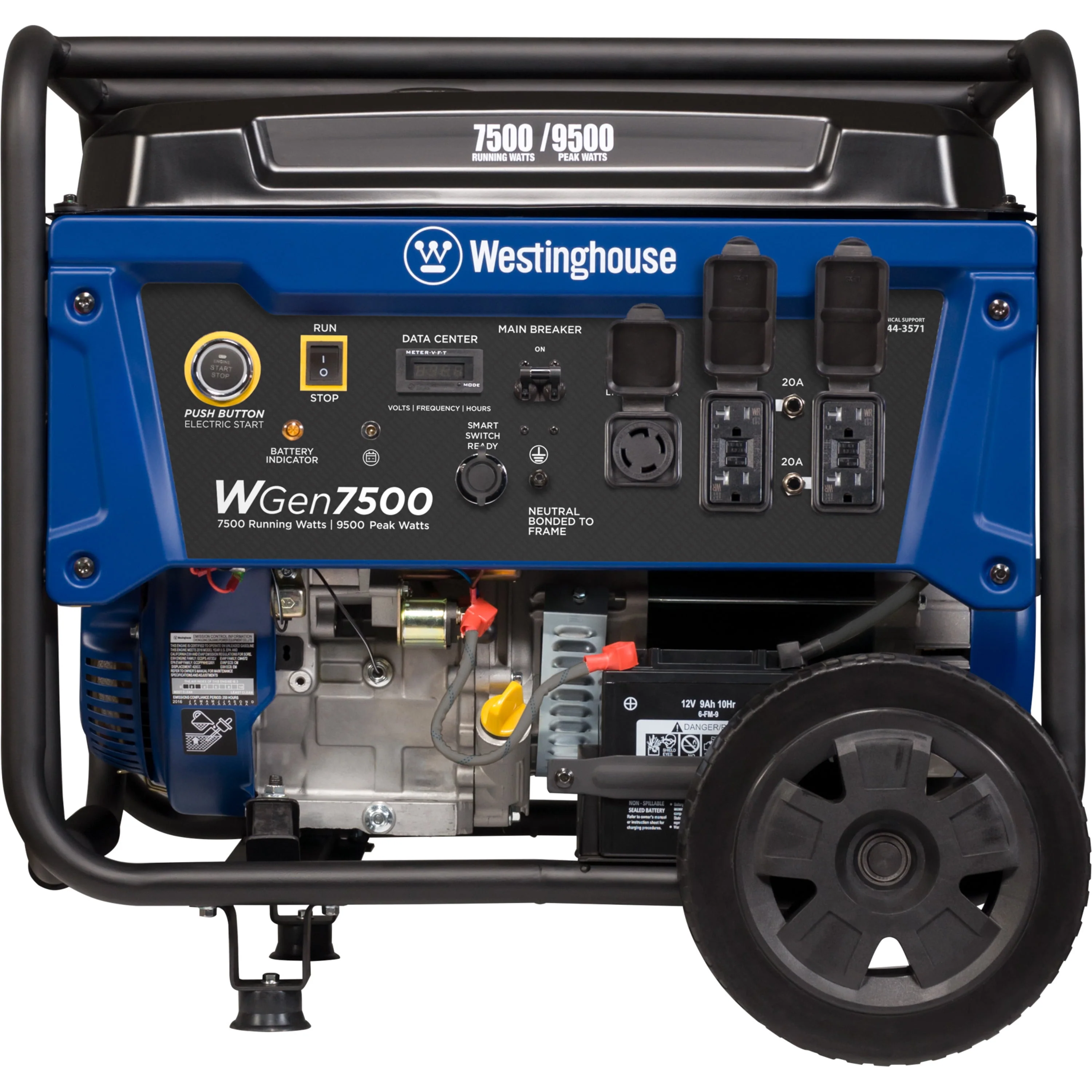 Westinghouse 9500 Peak Watt Home Backup, Remote Electric Start, Gas Powered Portable Generator