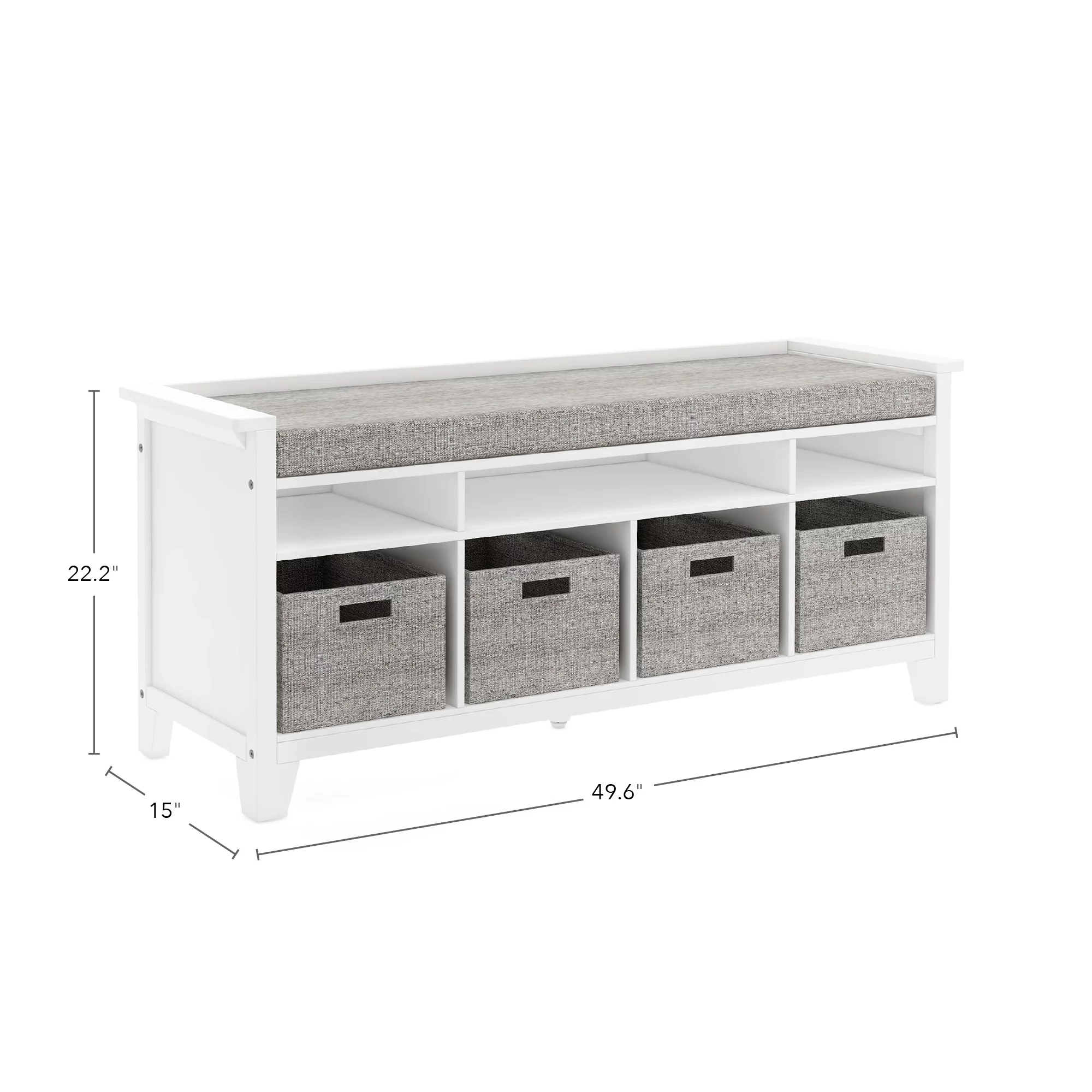 Martha Stewart Living and Learning Kids' Storage Bench - White: Wooden Toy and Book Organizer with Shelves