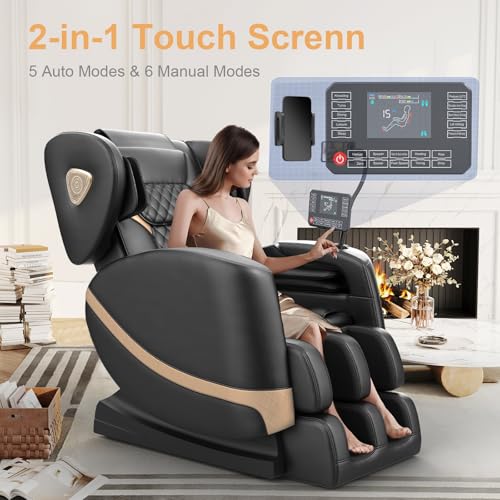 2025 Massage Chair Full Body, Zero Gravity Massage Chair with 10 Fix Rollers, Heating, Foot Massage, Auto Modes, Bluetooth Speaker