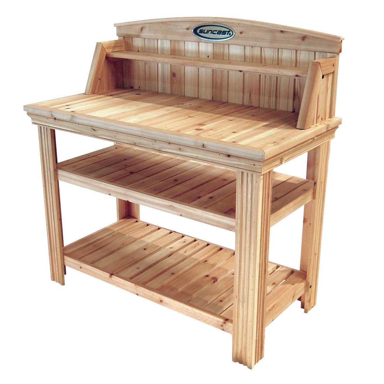 Suncast Cedar Rectangle Potting Bench, Brown