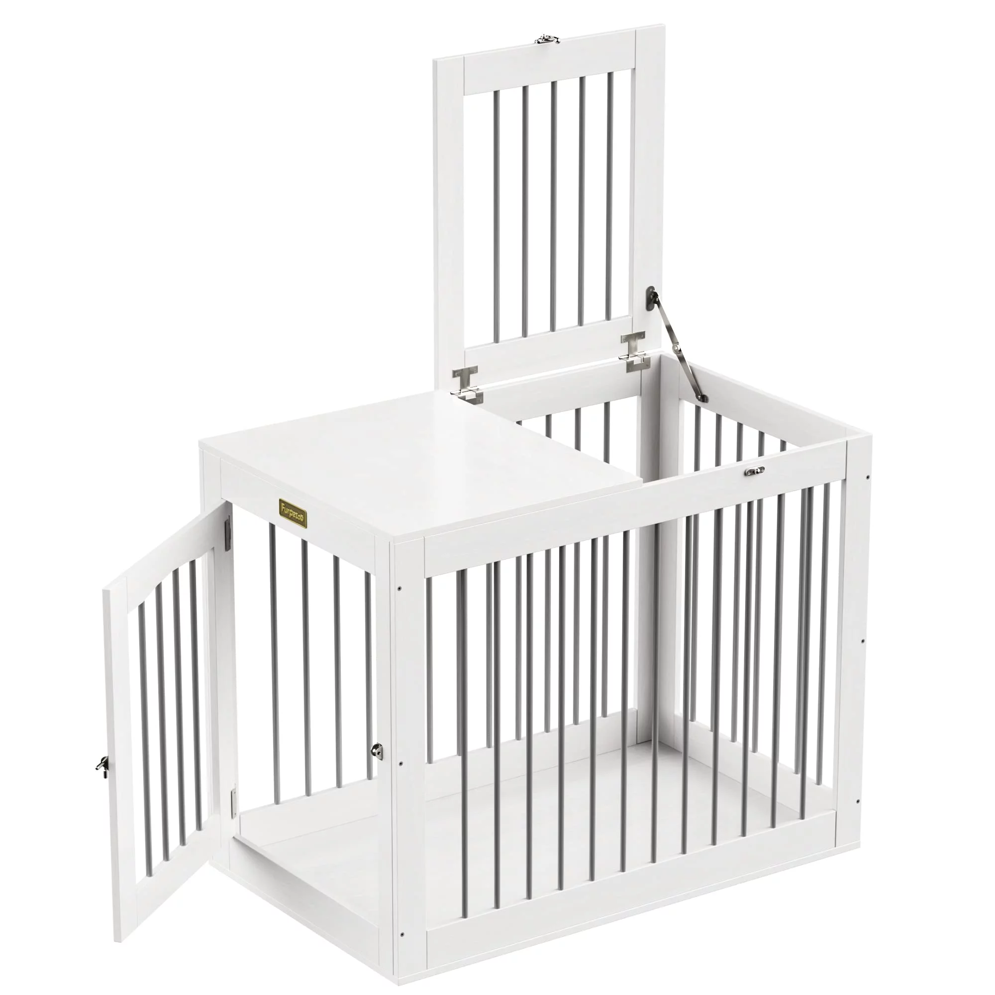 Furniture Style Dog Crate, Wooden Dog Kennels with Double Doors, Modern Decorative Dog Crates for Medium Large Dogs, Dog Cage Indoor, White
