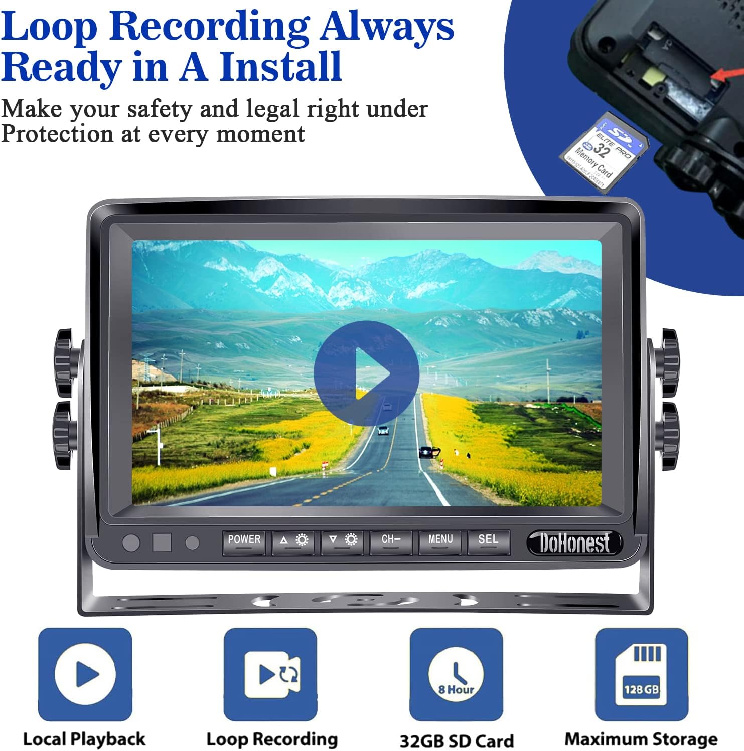 Wireless Backup Camera HD 1080P with 7 Inch DVR Monitor for RV Trailer Truck Camper