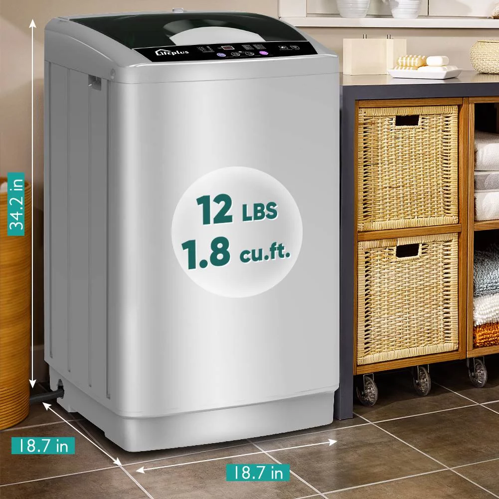 LifePlus Portable Washing Machine Compact Full-Automatic 1.8 Cu. ft. Clothes Laundry Washer for Apartment Top Load Pump Drain