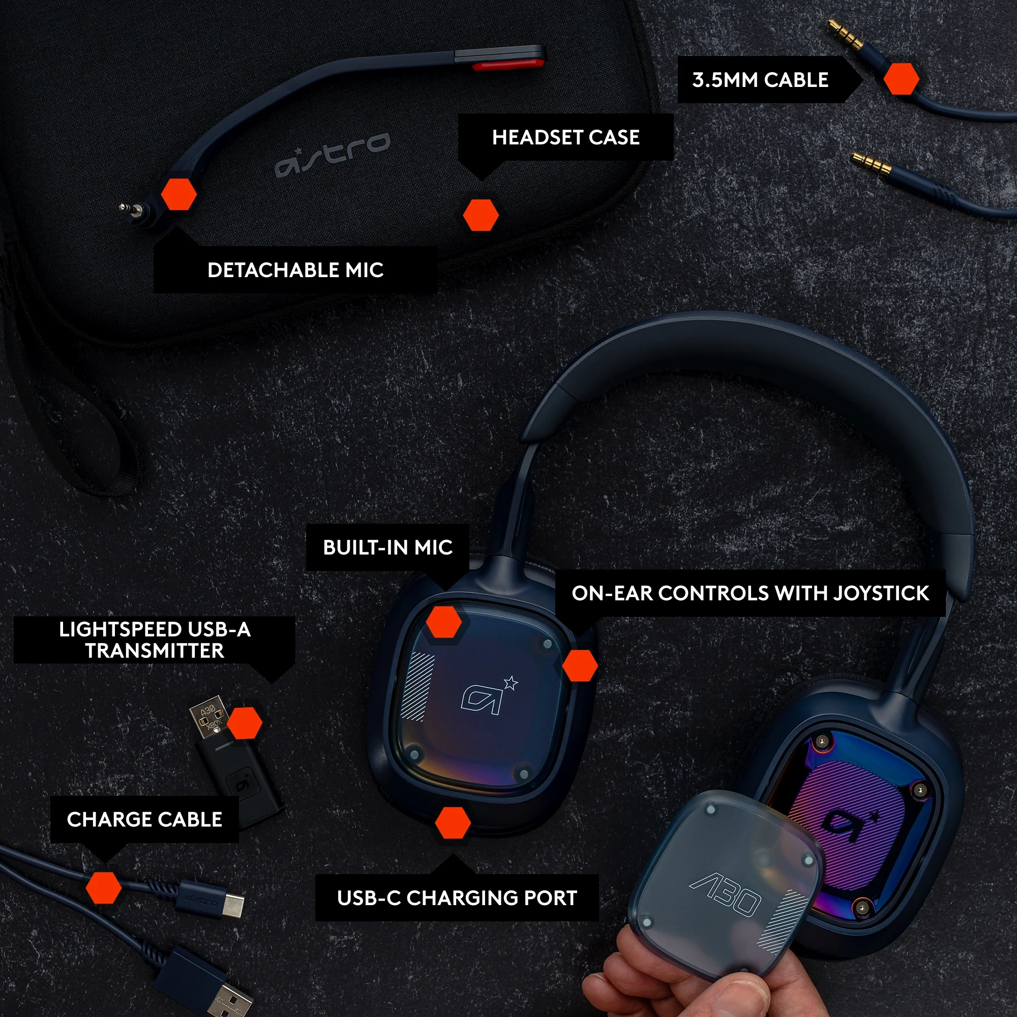 Logitech G Astro A30 LIGHTSPEED Wireless Gaming Headset, Bluetooth Enabled, Dolby Atmos, Detachable Boom, 27h Battery, USB-C Charging, for Xbox