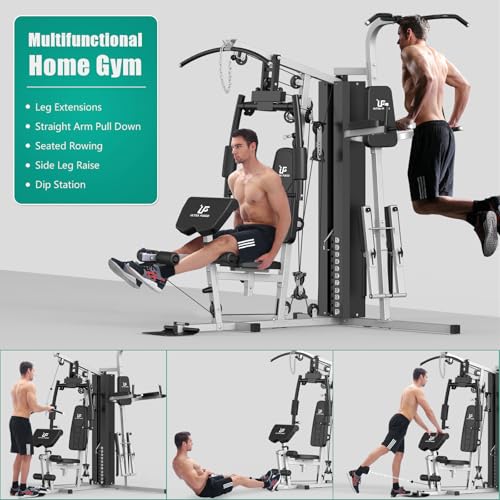 Multifunctional Home Gym Equipment Workout Station with Pulley System, Arm, and Leg Developer for Full Body Training