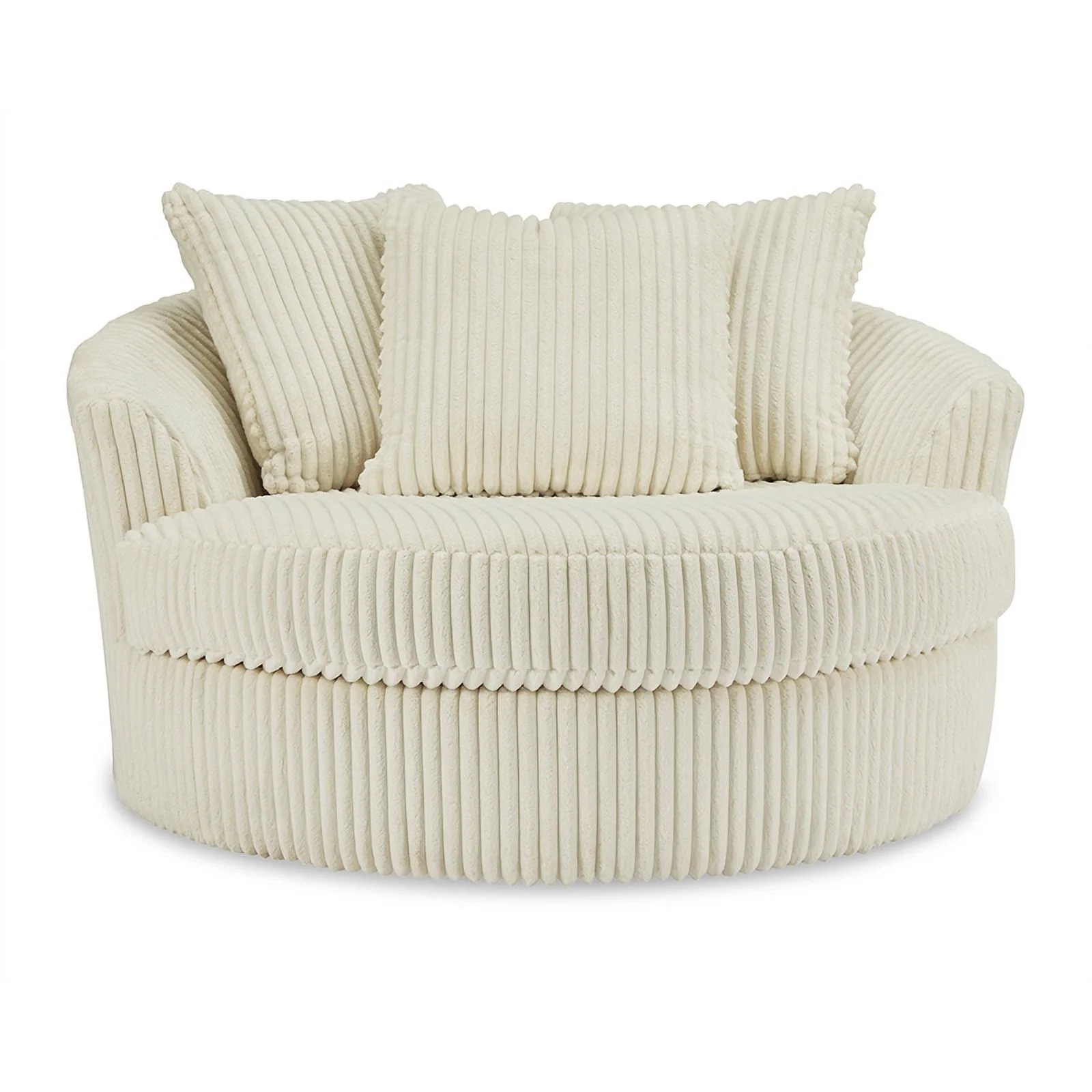 Ashley Furniture Lindyn Oversized Swivel Fabric Accent Chair in Ivory