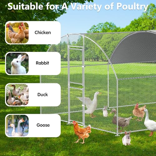 Large Metal Chicken Coop,Peak-roof Walk-in Poultry Chicken Hen cage