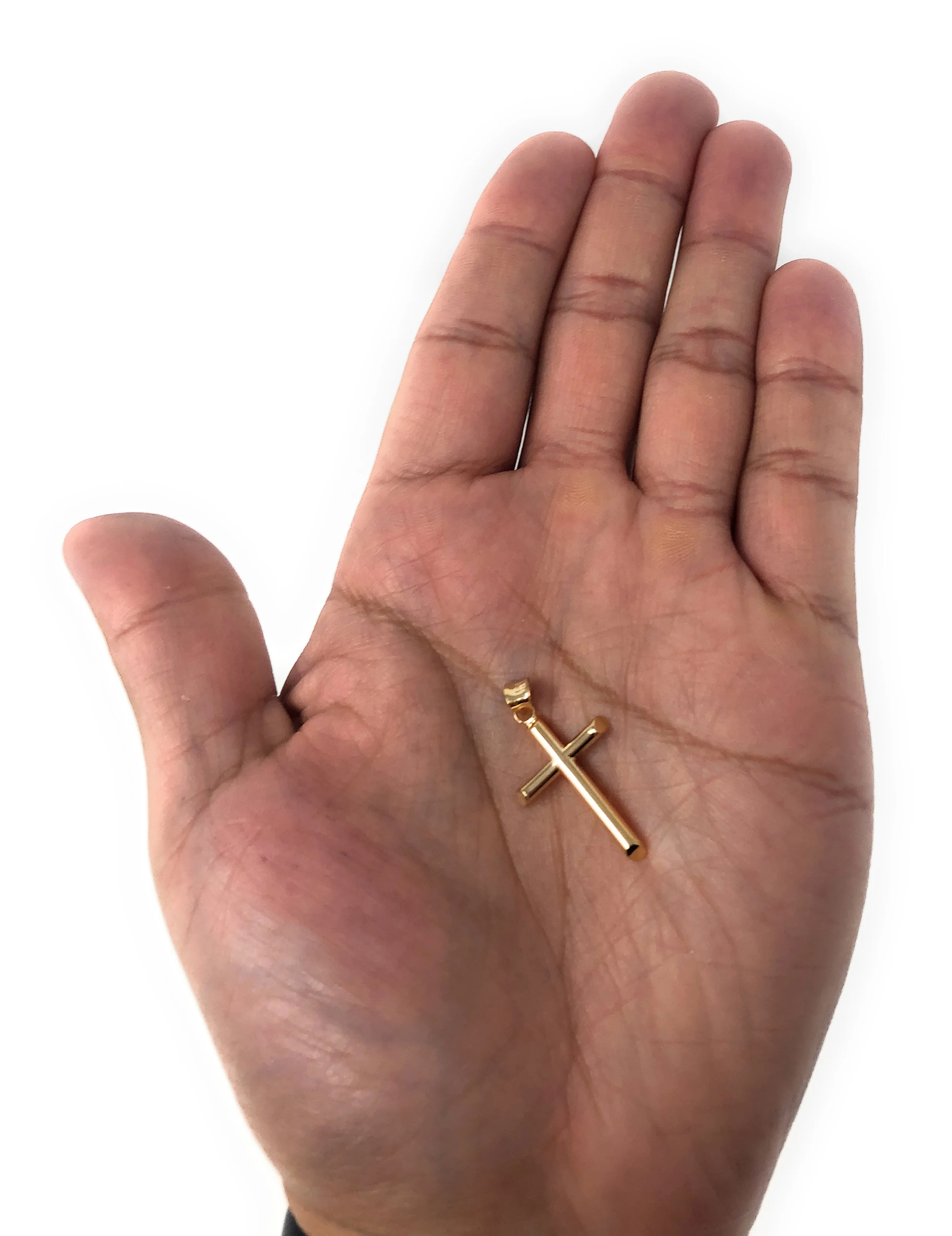 Ioka-14K Yellow Gold Classic Cross Religious Charm Pendant For Necklace or Chain