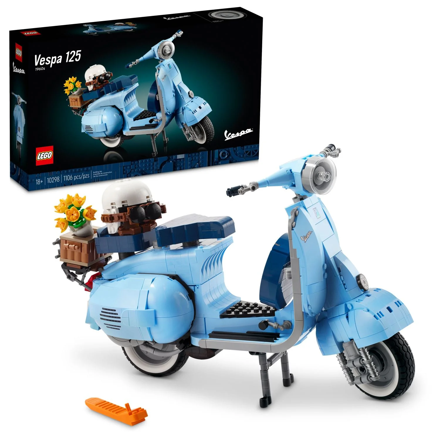 LEGO Icons Vespa 125 Scooter Model Building Kit, Vintage Italian Iconic Model Moped, Build and Display Set for Adults