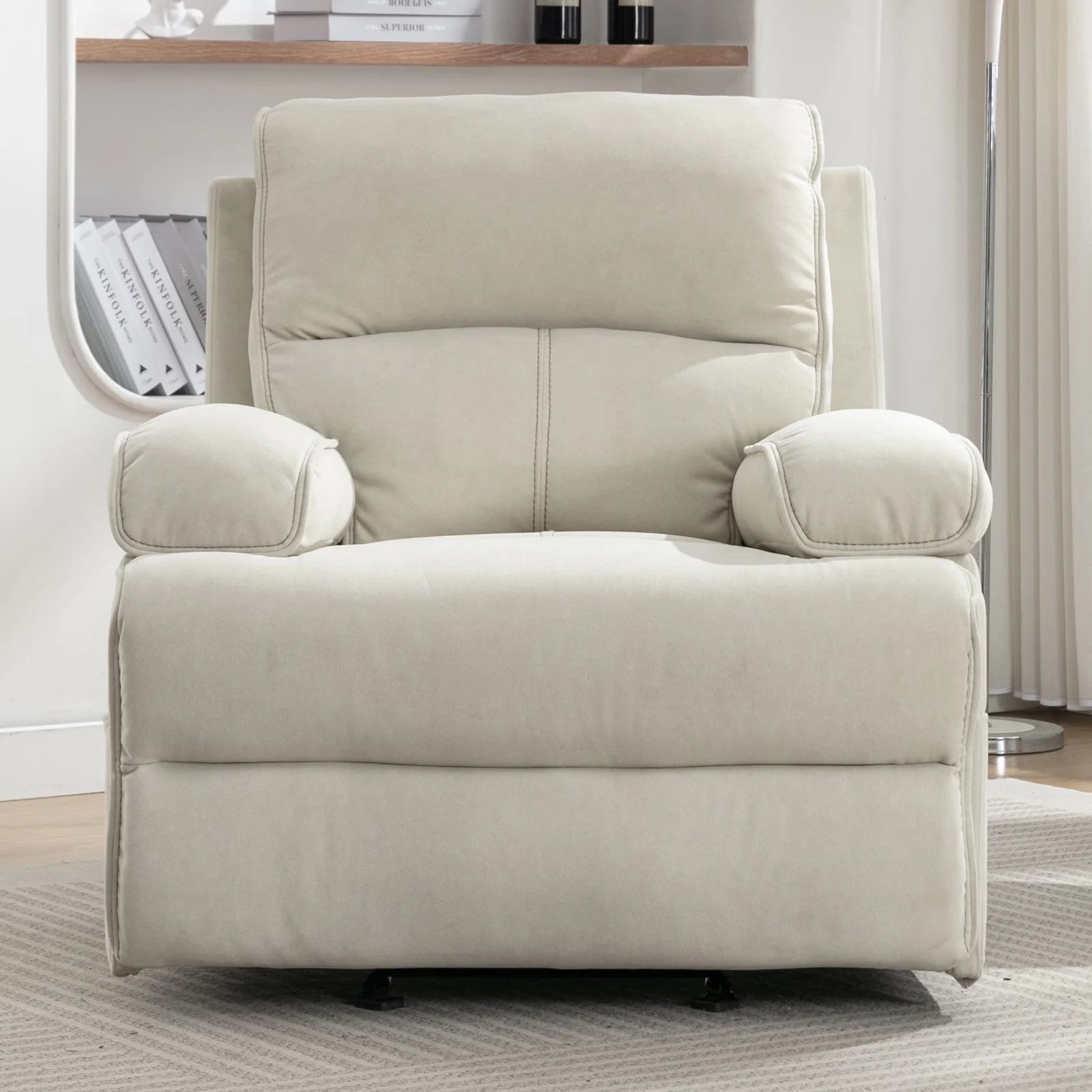 ijuicy Recliner Chair for Adults, Baby Velour Fabric Reclining Sofa Chair with Heat Vibration Function, Lazy Sofa Lift Chair