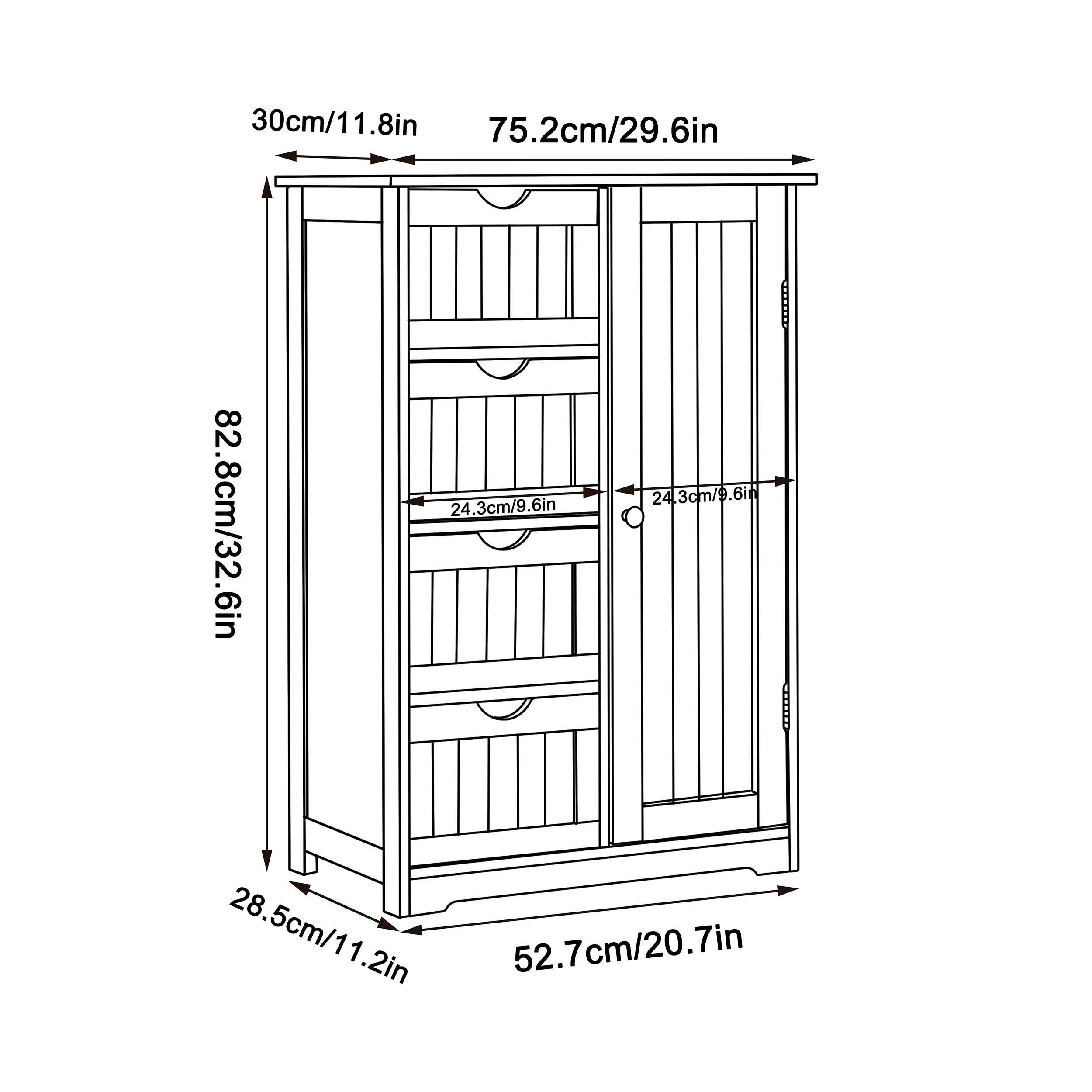 Veikous 4 Drawers Bathroom Storage Cabinet and Cupboard 2 Shelves - White