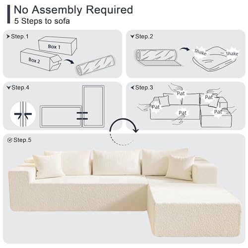 104" Sectional Couches for Living Room, Modular Sectional Sofa with Deep Seat, L-Shape Couch with Chaise, Cloud Couch for Living Room Bedroom