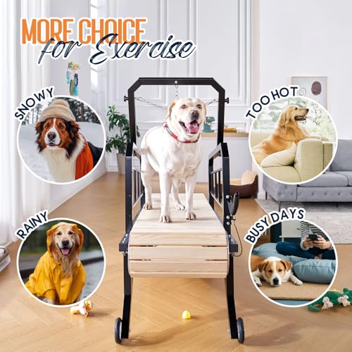 Albott Dog Treadmill for Large & Medium Dogs with Pace Adjustbable Brake and Roller Wheels, Enlarged Indoor Slatmill for Dogs to Keep Fit and Healthy