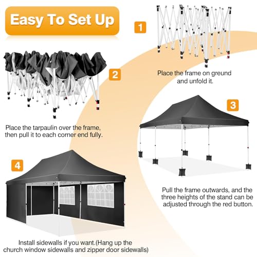 10x10 Pop Up Canopy Tent with 4 Sidewalls and Mesh Windows 2.0