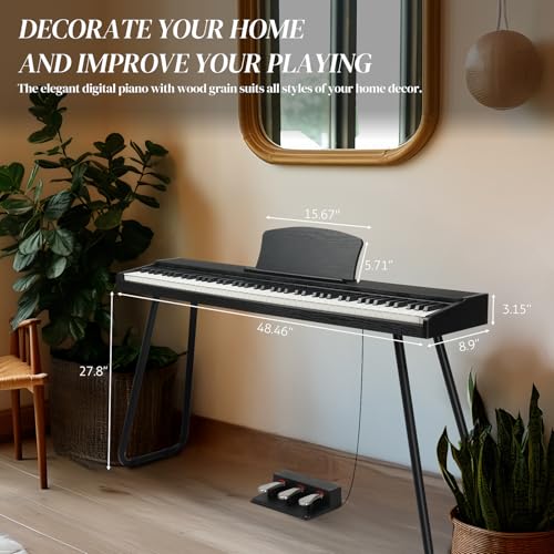 Ktaxon 88 Key Keyboard Piano Set, Full Size Digital Piano with Multi-Adjustable Height Bench, Powerful Functional Panel