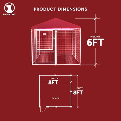 Stay Series 4 by 4 by 4.3 Feet Studio Jr. Black Powder Coat Steel Frame Outdoor Dog Kennel with Waterproof Canopy Roof and Gate Door, Khaki
