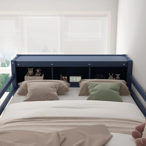 Harper & Bright Designs Full Size Loft Bed with Wardrobe and L-Shaped Desk, Metal Loft Bed with Storage Cubes, Cabinet, Shelves for Kids Teens, White