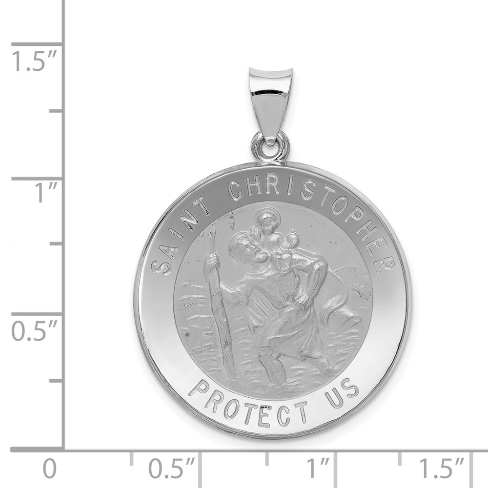 Auriga 14K Yellow Gold Polished and Satin St. Christopher Medal Pendant for Women (L-35mm, W-26.5mm)