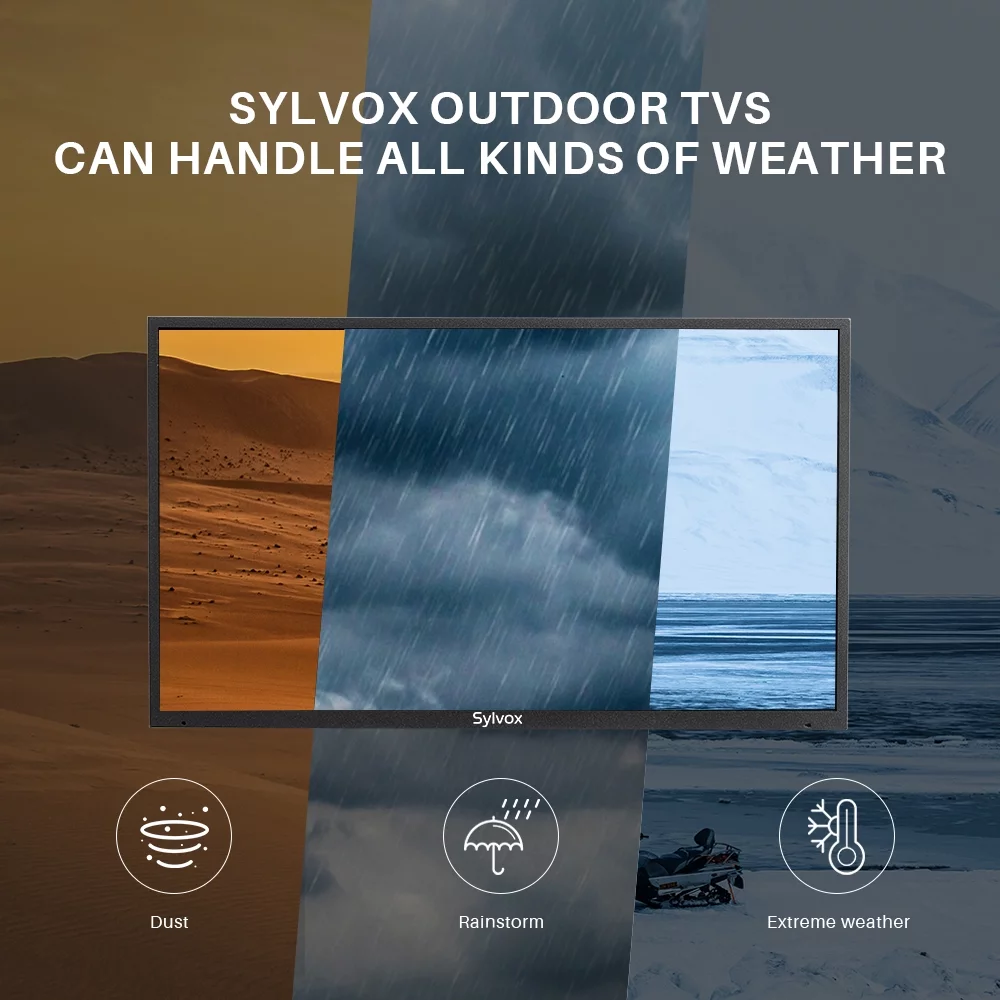 Sylvox 43 inch Outdoor TV Partial Sun 1000 Nits 4K LED Waterproof TV Anti Glare Outdoor Smart TV (Deck Series)
