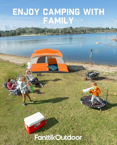 FanttikOutdoor Camping Tent 4/6/8/10 Person Instant Cabin Tent Setup in 60 Seconds with Rainfly & Windproof Portable with Carry Bag for Family
