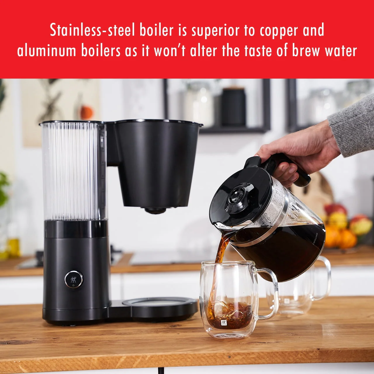 ZWILLING Enfinigy Glass Drip Coffee Maker 12 Cup, Awarded the SCA Golden Cup Standard, Silver