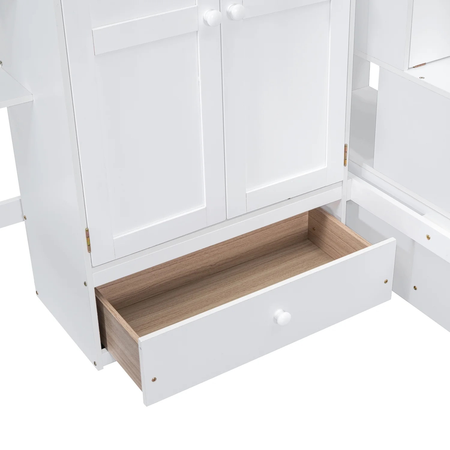Churanty Full Loft Bed with Wardrobe Storage Space, Stairs Loft Bed with Desk and Shelves for Kids Boys Girls Teens,White - Radiant Selections